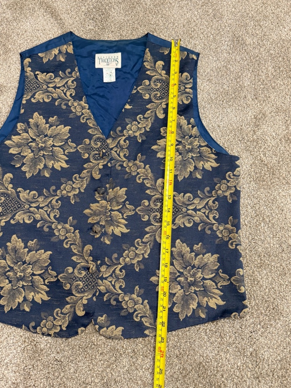 Vintage 90s Tapestry Floral Vest XL Baroque Dark Academia Cottagecore - Picture 6 of 6